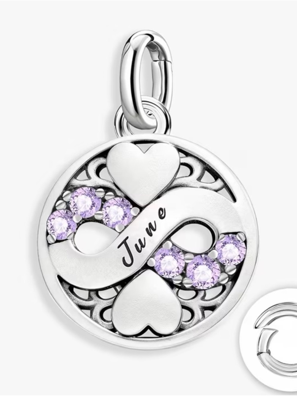 Sterling SilverJune Infinite Birthstone Charm with Lilac Crystals -